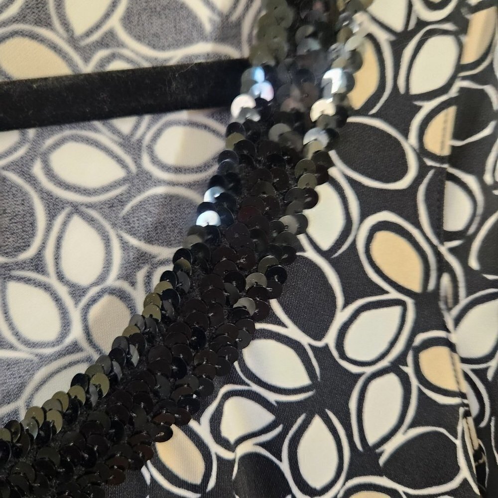 Sigrid Olsen Black White Pattern Empire Waist Seq… - image 3